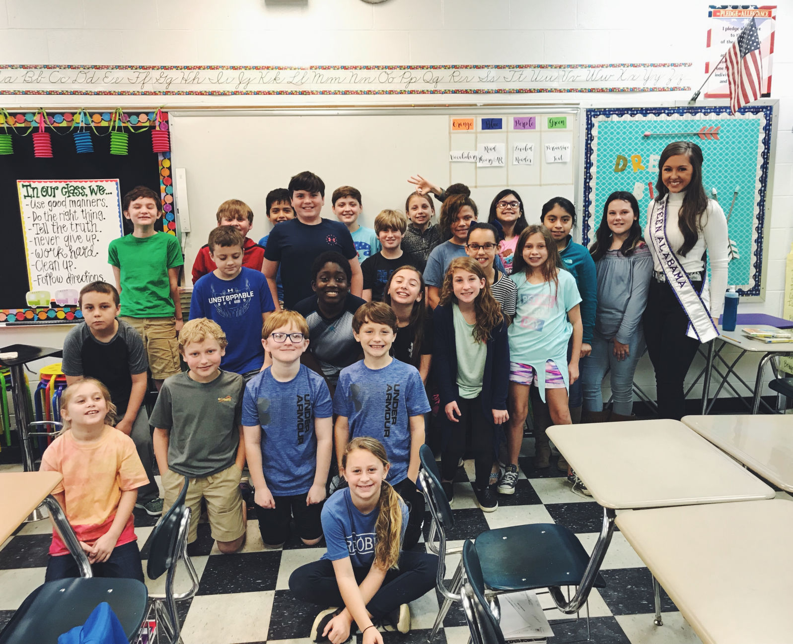 Madeline Wright with students